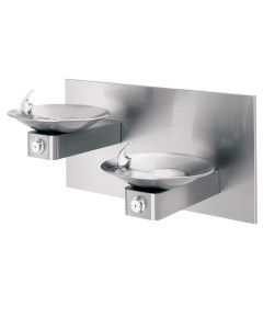 HAWS Hi-lo Fountains w/upper unit left side, satin finish stainless steel with chiller and in-wall mounting frame [1011.8B]