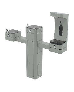 Filtered ADA outdoor stainless steel bottle filler and dual fountain