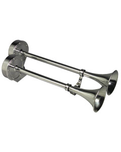 SCHMITT MARINE DELUXE SS DUAL TRUMPET HORN 12V [10028]